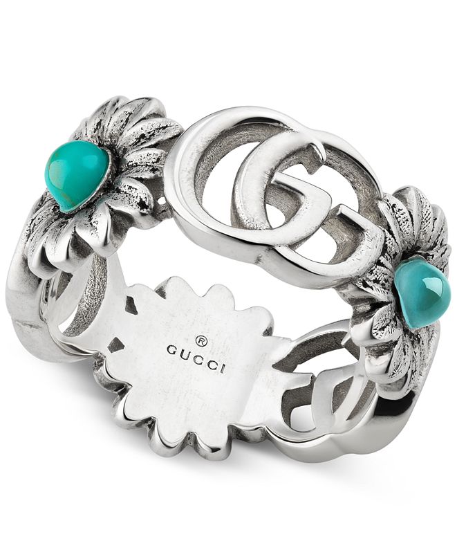 Gucci MultiStone Logo Flower Ring in Sterling Silver & Reviews Rings