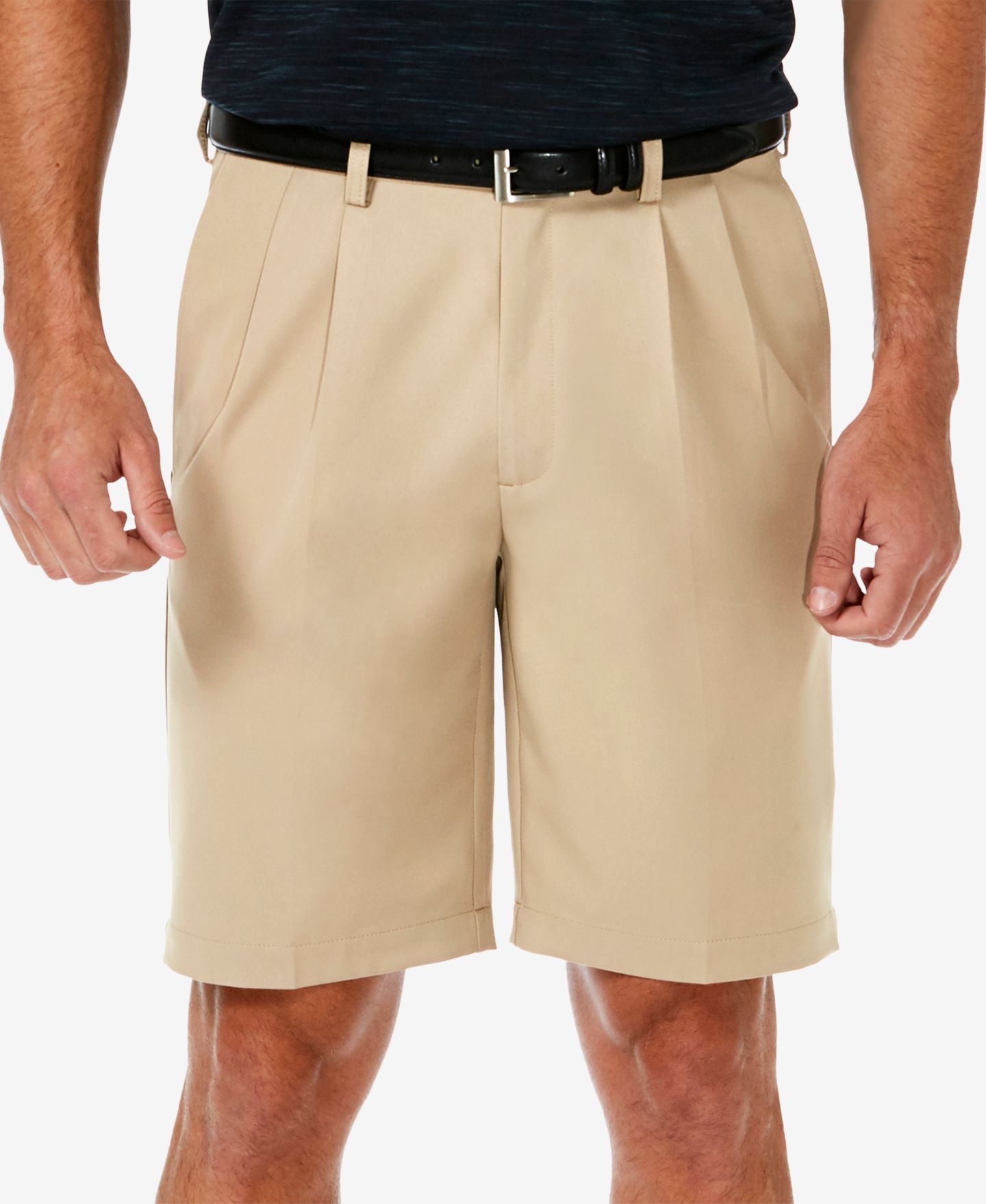Мужские шорты Haggar Cool 18 PRO® Classic-Fit Stretch Pleated 9.5" Shorts, цвет: Хаки — фото 1