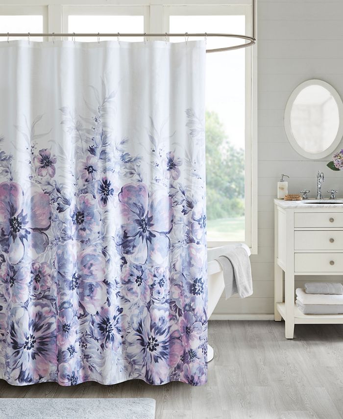 Madison Park Enza Printed Floral Cotton Shower Curtain, 72
