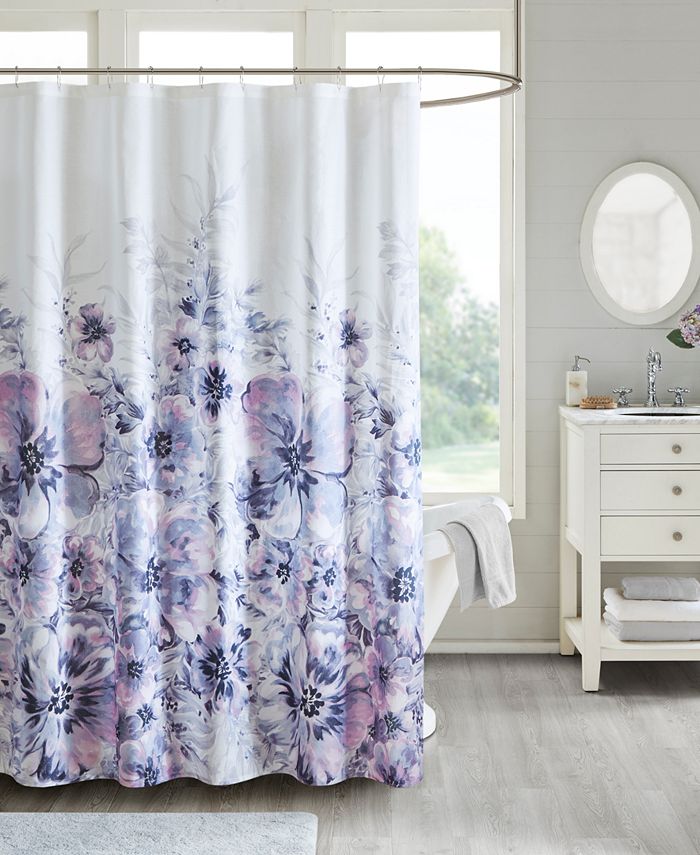 Madison Park Enza Printed Floral Cotton Shower Curtain, 72" x 72