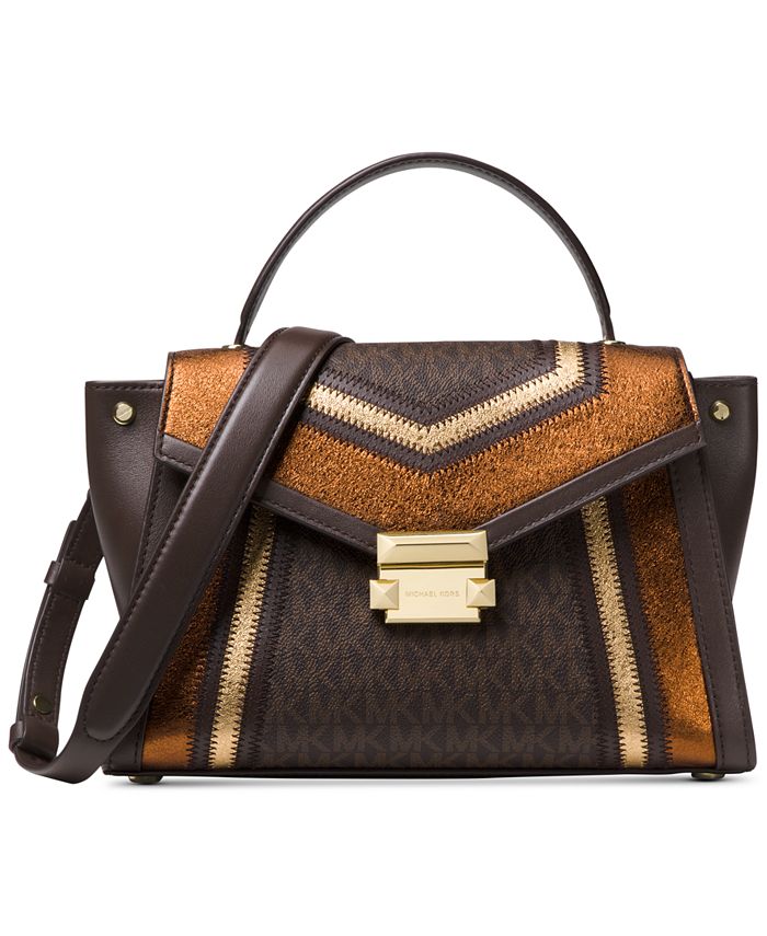 Michael Kors Whitney Metallic Signature Top Handle Satchel Macy s