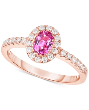 image of Pink Sapphire (5/8 ct. t.w.) & Diamond (1/3 ct. t.w.) Ring in 14k Rose Gold