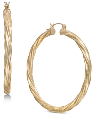 image of Extra-Large Twist Hoop Earrings in 14k Gold