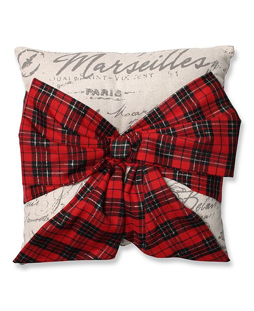 Pillow Perfect Holiday Plaid Bowknot 16.5" Throw Pillow & Reviews Home Macy's