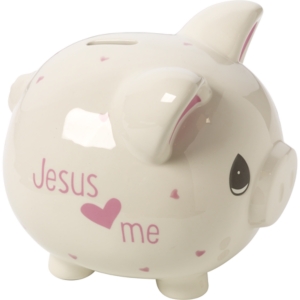 Precious Moments Jesus Loves Me Piggy Bank, Girl In Multi
