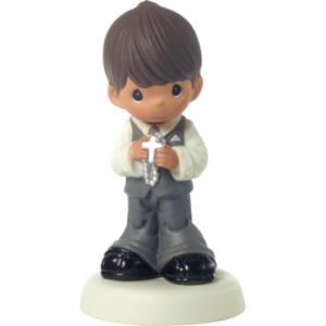 Precious Moments May His Light Shine Brunette Boy First Communion Figurine In Multi