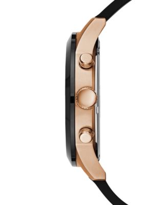 Men's Black Silicone Strap Watch 45mm