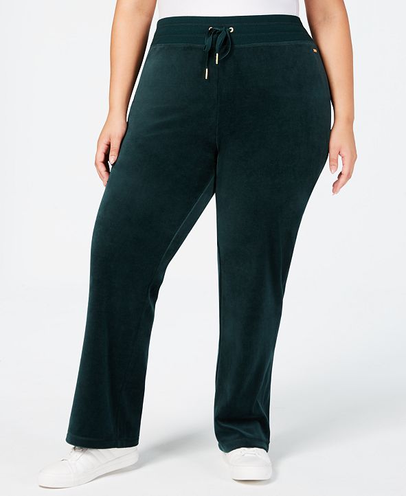Calvin Klein Plus Size Velour Wide Leg Pants & Reviews - Pants ...