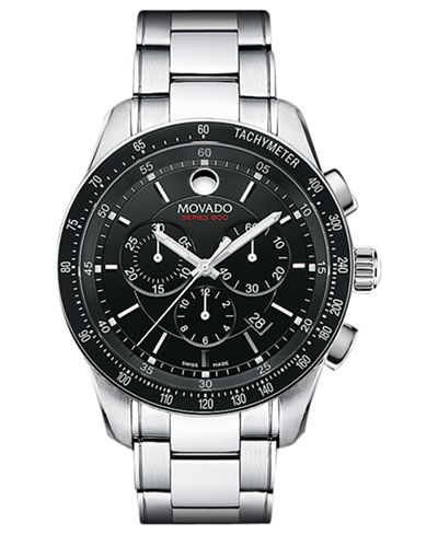 Movado Men's Swiss Chronograph Series 800 Stainless Steel Bracelet Watch 42mm 2600094