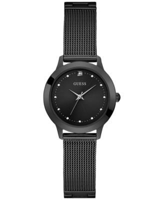 GUESS - Women's Diamond-Accent Black Stainless Steel Mesh Bracelet Watch 30mm