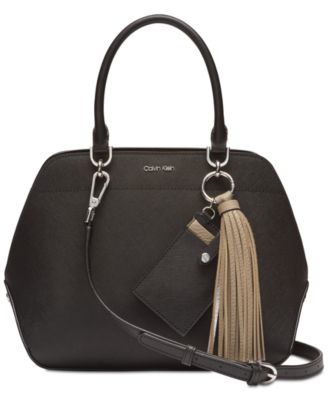 Calvin klein susan saffiano leather satchel on sale