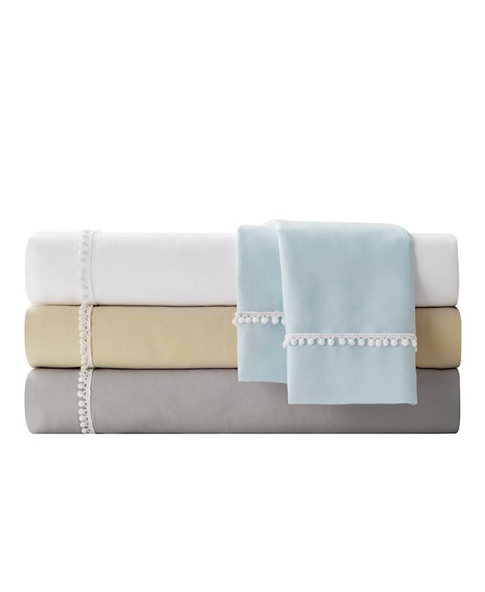 Sanders Pom Pom 4 Pc Full Microfiber Sheet Set Macy's