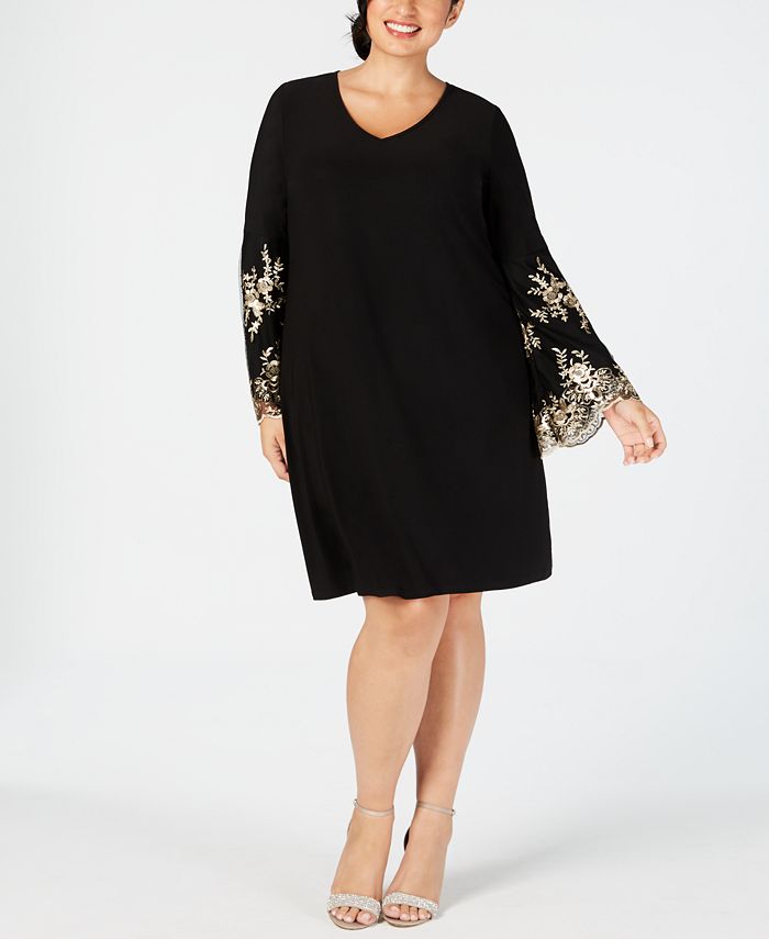 MSK Plus Size Embroidered-Sleeve Dress - Macy's