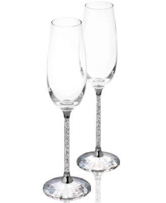 Exquisite Crystal Champagne Flutes Set of 8 Toasting Glasses 