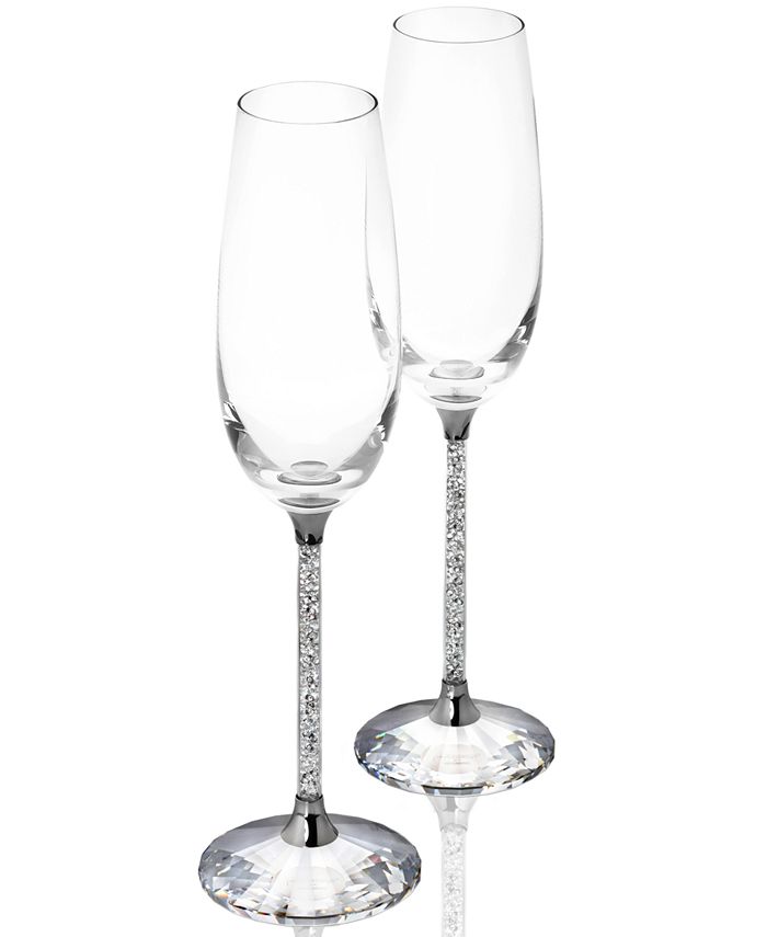 Gorgeous Pair of 10.5 Tall Crystal Champagne Flutes