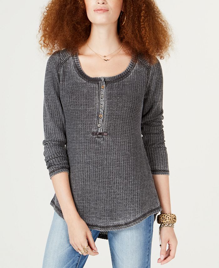 American Rag Juniors' Thermal Henley Top, Created for Macy's - Macy's