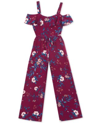 Rare Editions Big Girls Cold Shoulder Bow Jumpsuit Pink Size 10 main image 0