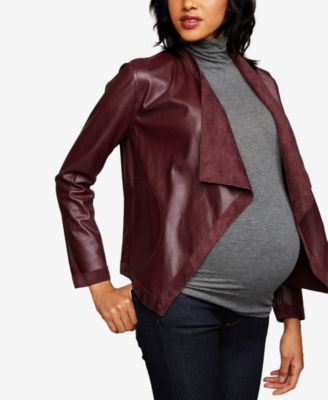 BB Dakota Maternity Draped Faux-Leather Jacket - Macy's