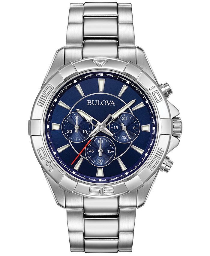 bulova men's chronograph sport stainless steel bracelet watch 43mm