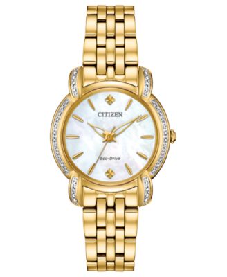 Citizen - Women's Jolie Diamond-Accent Gold-Tone Stainless Steel Bracelet Watch 30mm