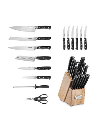 Cuisinart Classic Forged Triple Rivet, 15-Piece Knife Set with Block,  Superior High-Carbon Stainless Steel Blades for Precision and Accuracy  (Brushed