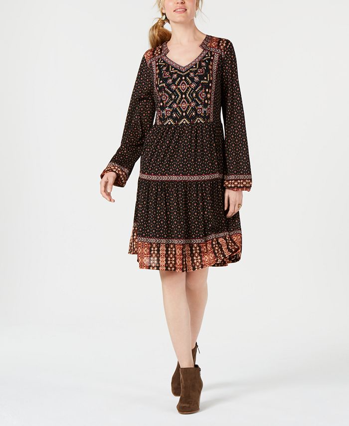 Style & Co Petite Embroidered Peasant Dress, Created for Macy's Macy's