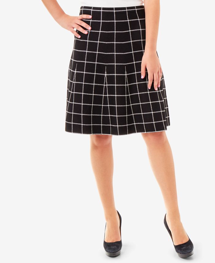 NY Collection Jacquard Plaid Skirt - Macy's
