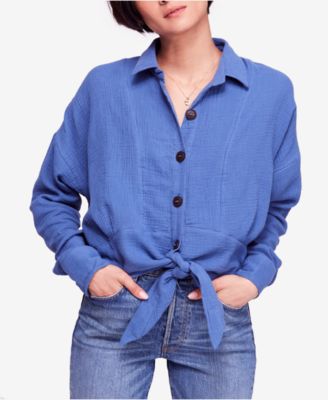 Free People - Sunstreaks Cotton Tie-Front Shirt
