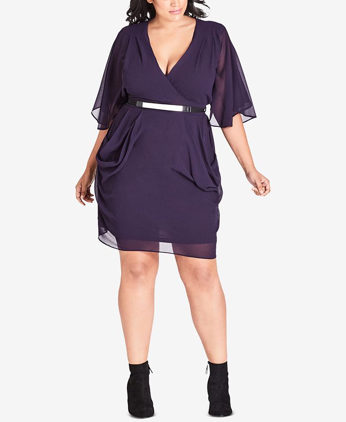 City Chic Trendy Plus Size Draped Belted Dress & Reviews - Dresses ...