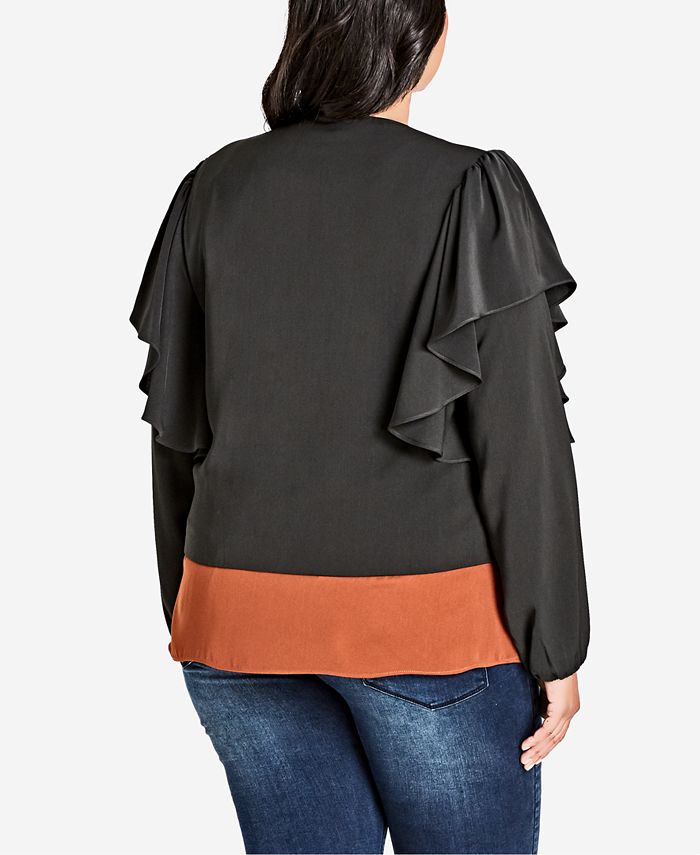 City Chic Trendy Plus Size Ruffled Utility Jacket Macy's