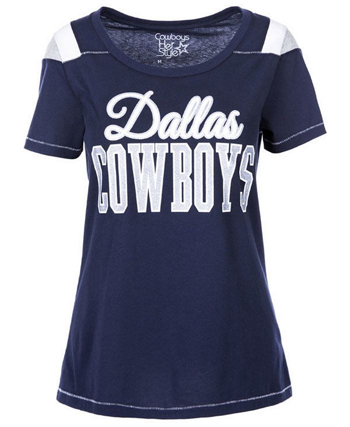 Ladies Dallas Cowboys Blue Flapper Crewneck T Shirt on Sale