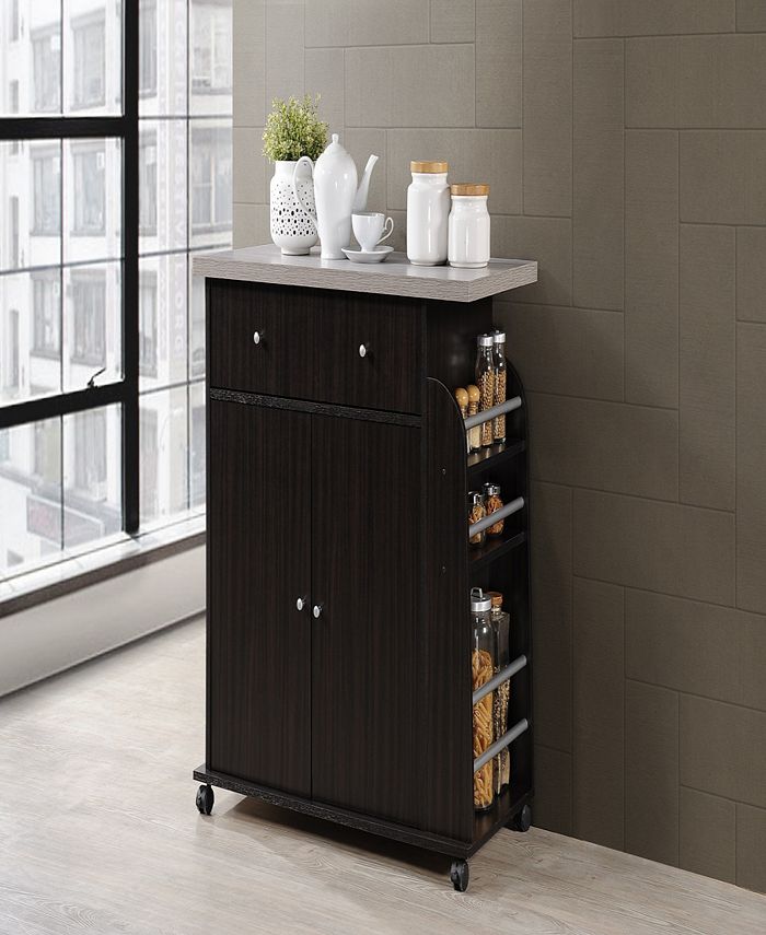 Hodedah Kitchen Cart with Spice Rack in Chocolate Macy's