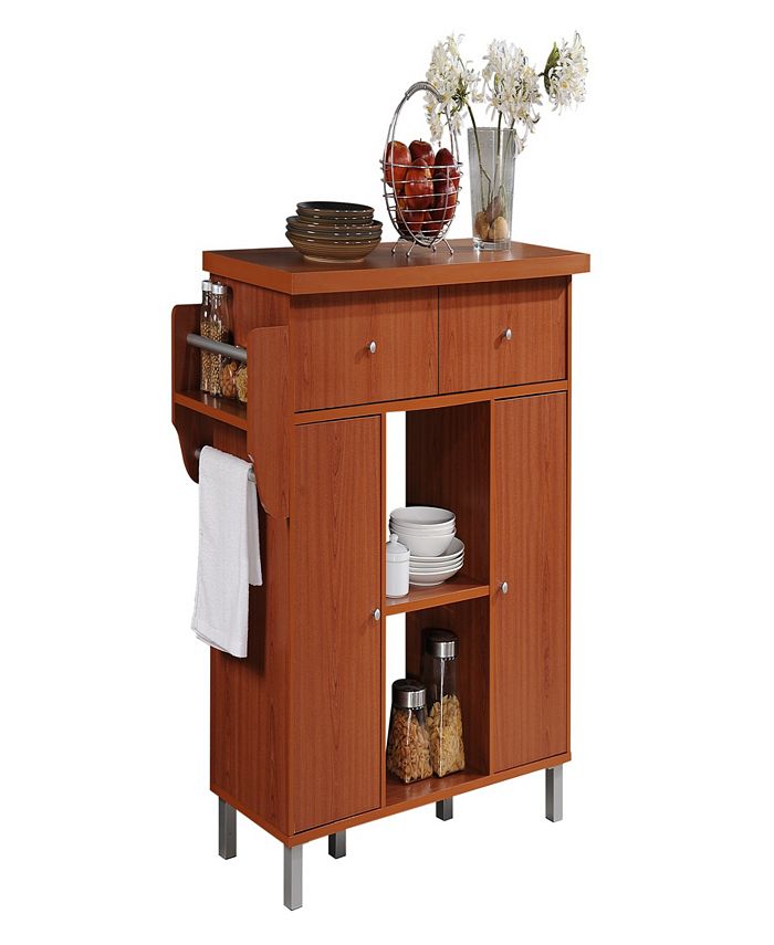 Hodedah Kitchen Island with Spice Rack plus Towel Holder in Cherry Macy's