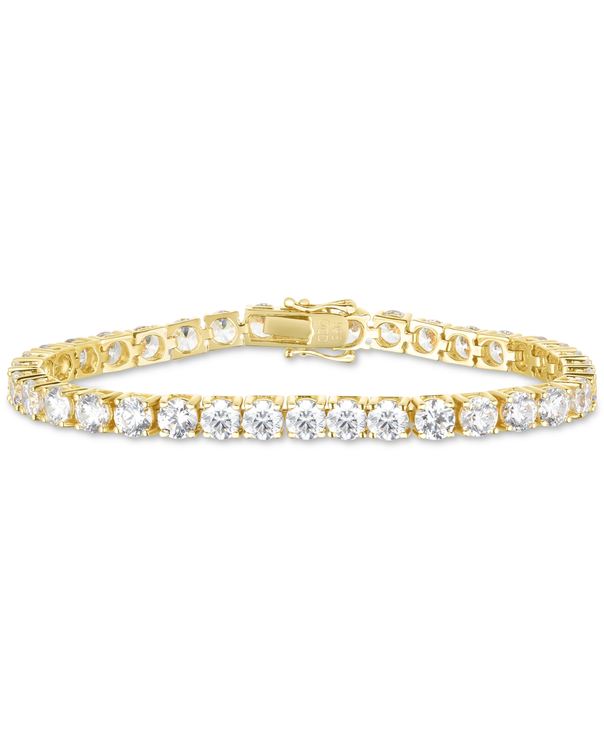 Cubic Zirconia Link Bracelet in 18k Gold-Plated Sterling Silver - Yellow Gold