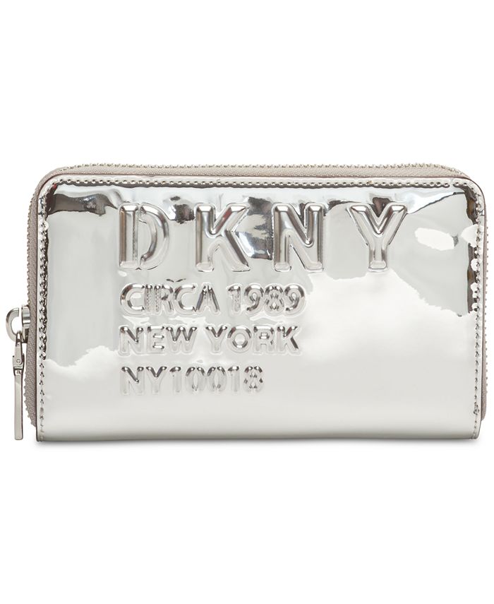 DKNY 10018 Logo Zip Around Metallic Wallet, Created for Macy's - Macy's