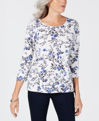 Karen Scott - Petite Floral-Print Top
