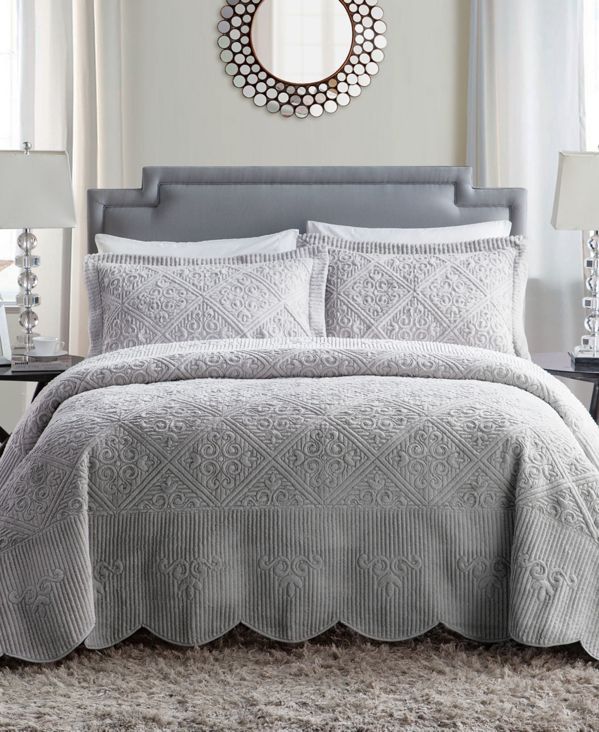 Vcny Home Westland 3-pc. King Plush Bedspread Set In Grey