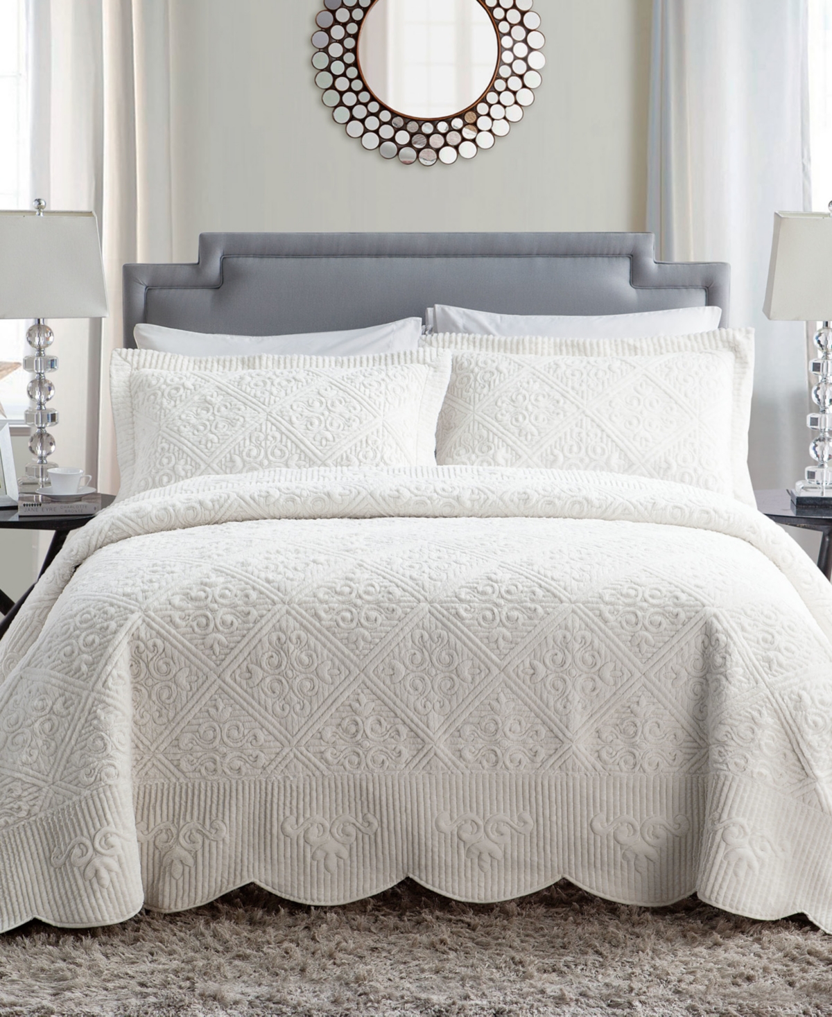 Shop Vcny Home Westland 3-pc. Queen Plush Bedspread Set In Ivory