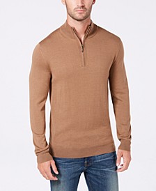 Men's Quarter-Zip Merino Wool Blend Sweater, Created for Macy's 