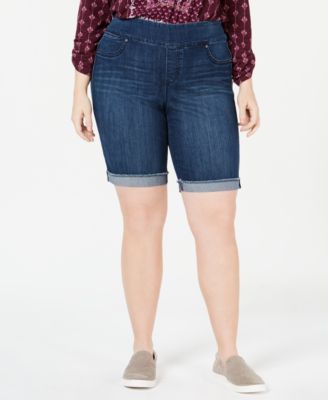 pull on denim shorts plus size