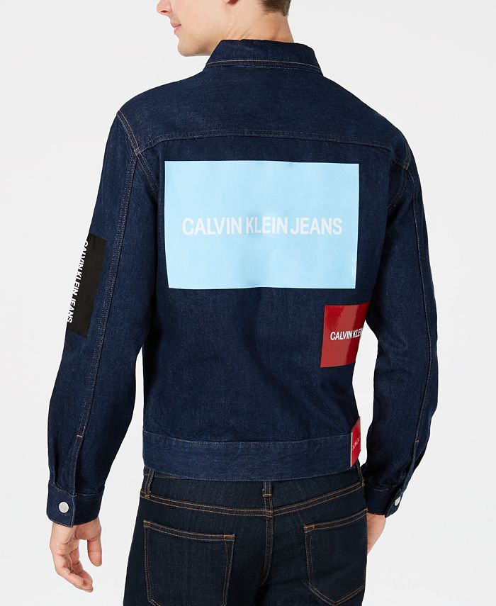 Calvin Klein Jeans Men's Modern Logo-Print Denim Trucker Jacket - Macy's