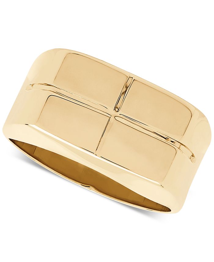 Macy's Square Cross Design Ring in 10k Gold - Macy's