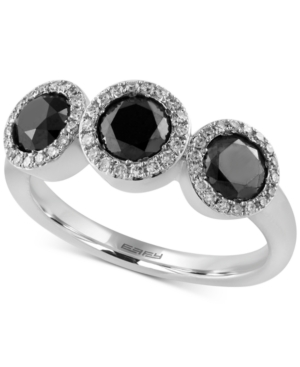 image of Effy Diamond Trio Halo Ring (1-3/8 ct. t.w.) in 14k White Gold