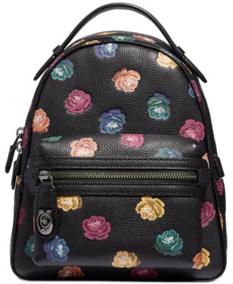 COACH Rainbow Rose Campus Backpack in Pebble Leather - Macy's
