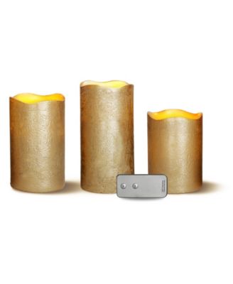 Studio Mercantile - Candle Flameless LED with Remote 3pc (3x4, 3x5, 3x6) Metallic Gold