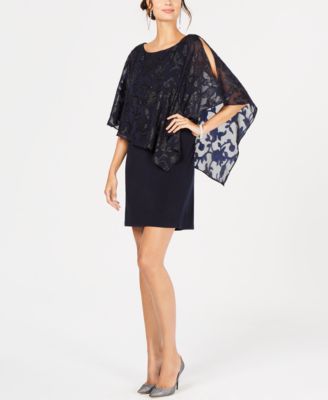 Connected - Metallic-Capelet Sheath Dress