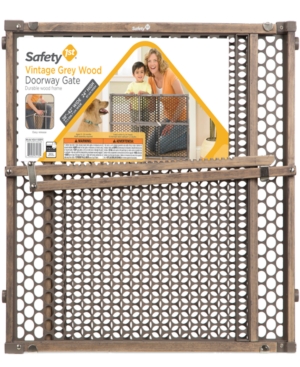 Safety 1????Vintage Grey Wood Doorway Gate, Gray