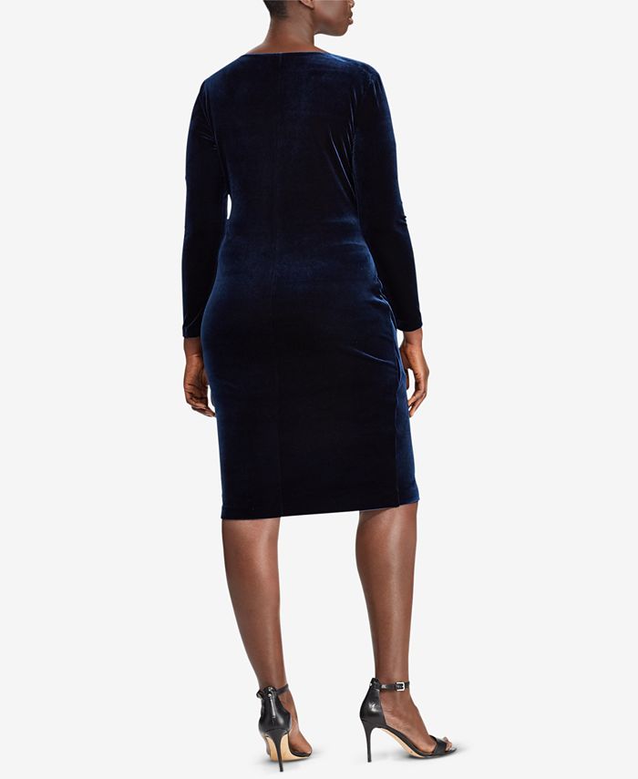 Lauren Ralph Lauren Plus Size Velvet Surplice Dress - Macy's