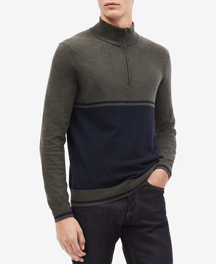 Calvin Klein Men's Colorblocked Quarter-Zip Sweater & Reviews - Sweaters -  Men - Macy's