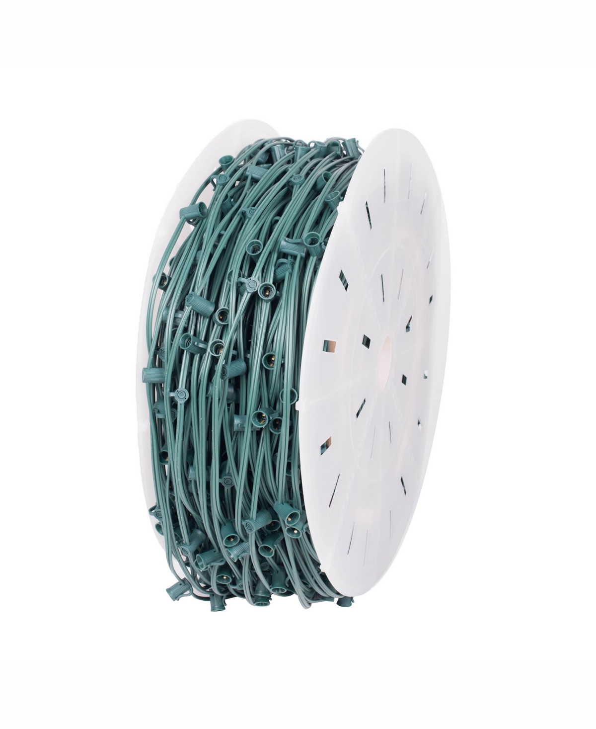 1000' C7 Socket String with 1000 C7 Sockets on SPT2 18 Gauge Green Wire - Green
